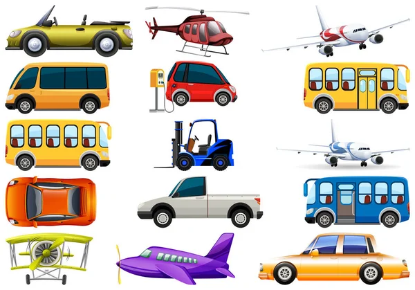 Set of transportation vehicle — Stock Vector