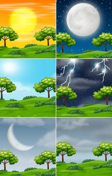 Set of nature in different weather