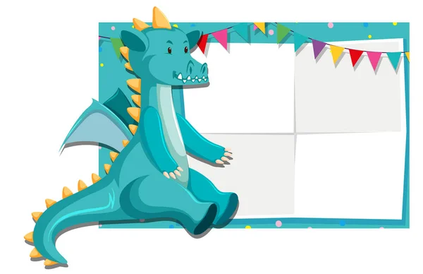 Динозавр на бумажной границе — стоковый вектор