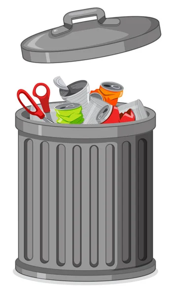 Isolated metallic trash can — Stock Vector