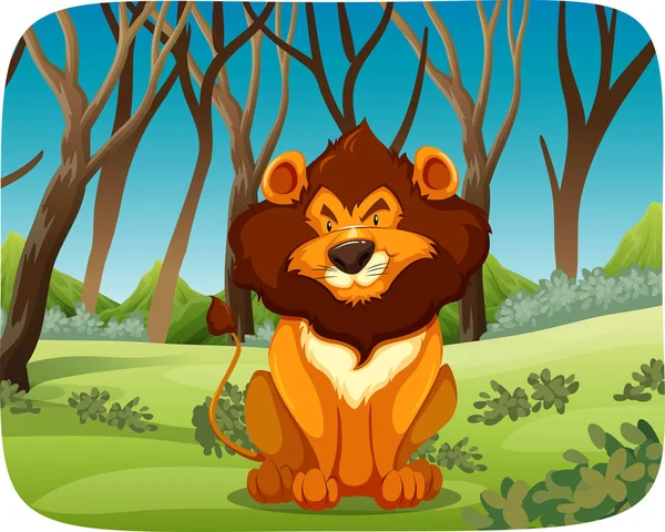 Лев у лісі — стоковий вектор