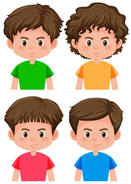 Set of boy character different hairstyle — Stock Vector