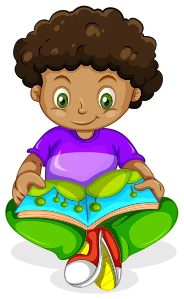 Siyah bir Afrikalı Çocuk kitap okuma