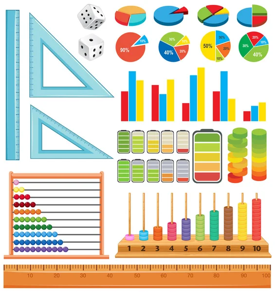 Set di elementi matematici — Vettoriale Stock