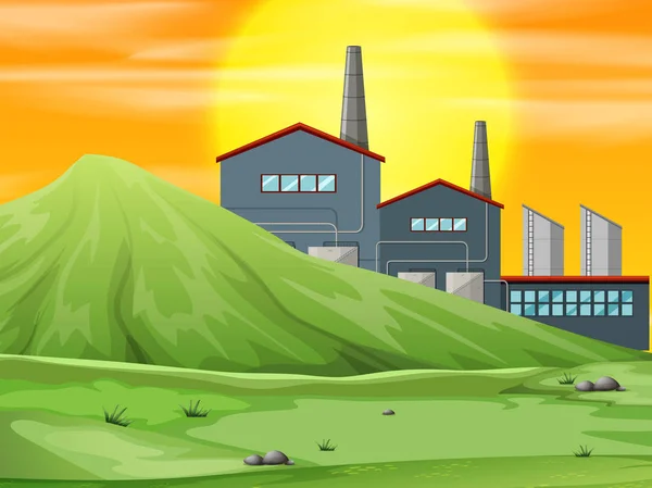 Fabryka w scenie natury — Wektor stockowy