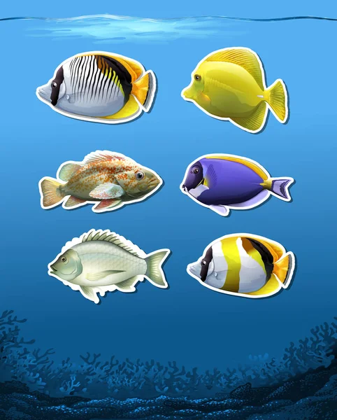 Conjunto de peixes subaquáticos — Vetor de Stock