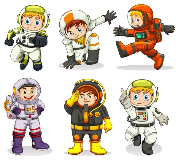 Set of astronaut character — Stock Vector