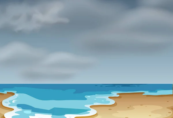 Eine wolkenverhangene Strand-Szene — Stockvektor