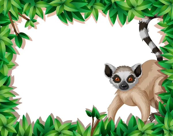 Lemur na moldura da natureza —  Vetores de Stock