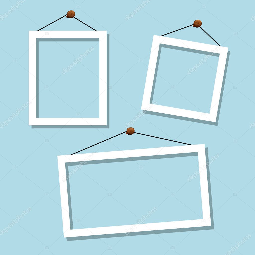 Set of white blue frames