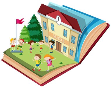 Öğrenci okul açık kitap tema olarak