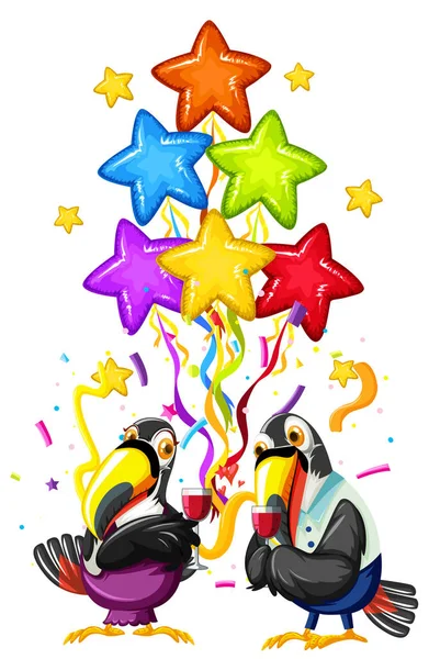 Toucan comemorar o modelo de aniversário — Vetor de Stock