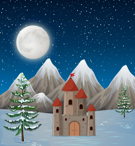 A castle in winter night