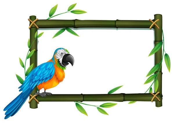 Ein Papagei auf Bambusrand — Stockvektor