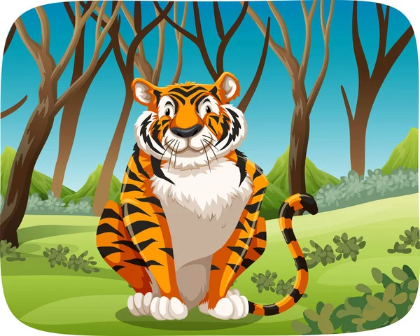 Тигр в лесу — стоковый вектор