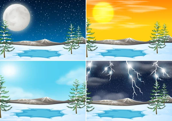 Set of winter outdoor scene — Stock Vector