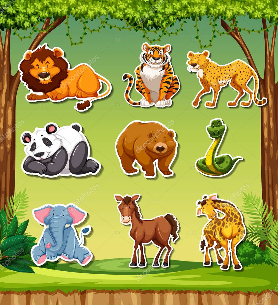 Set of sticker background illustration
