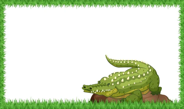 A crocodile on nature frame — Stock Vector