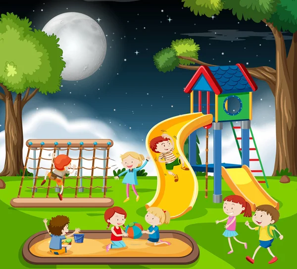 Çocuk parkındaki çocuklar — Stok Vektör