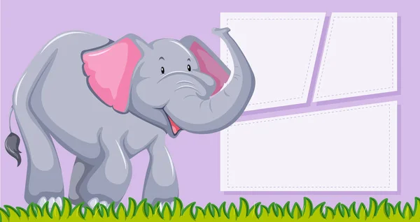 An elephant on blank template — Stock Vector