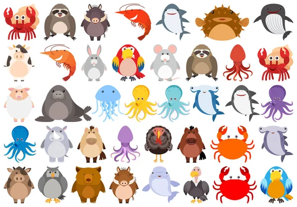 Set di animali da cartone animato — Vettoriale Stock