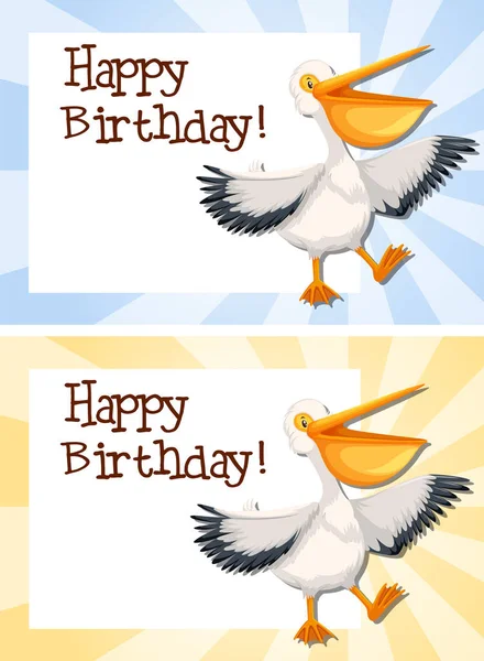 Set of pelican on birthday template