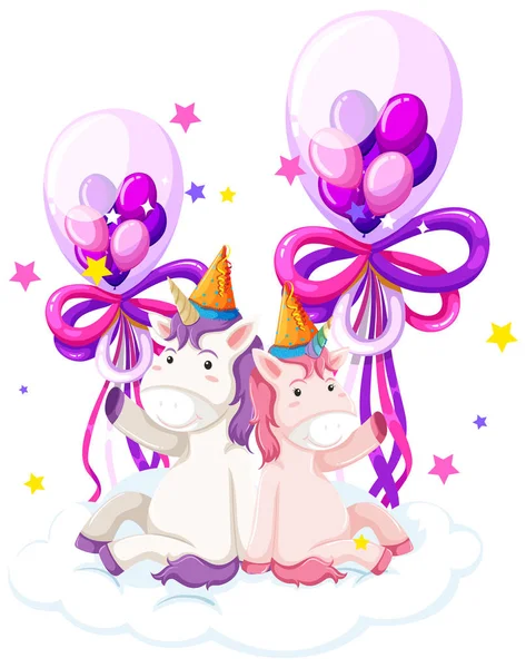 Lindo unicornio celebración globo de cumpleaños — Archivo Imágenes Vectoriales