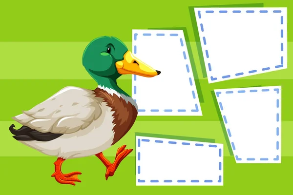 A duck on blank note — Stock Vector