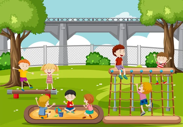 Children playing at the park — Stock Vector