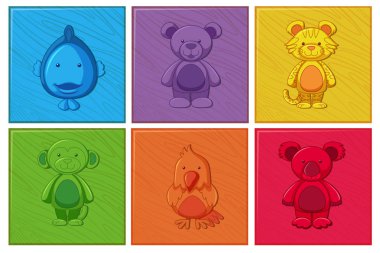 Ahşap çizgi film karakter kümesi