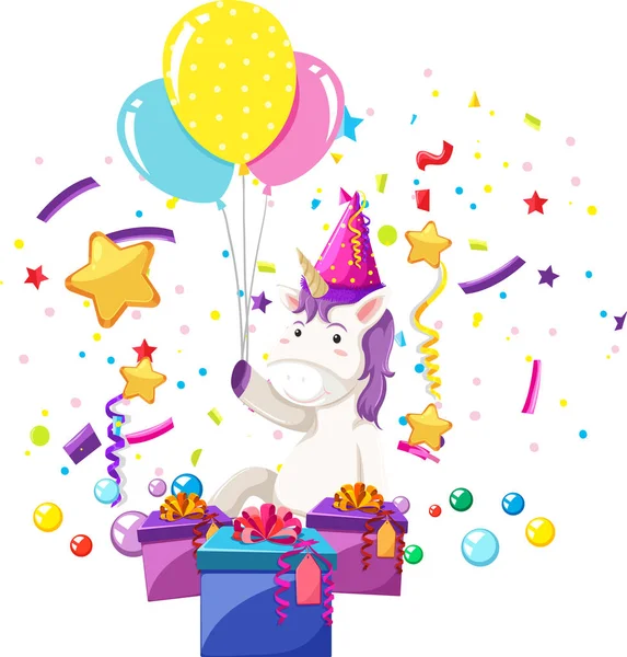 Un unicornio celebra su cumpleaños — Vector de stock