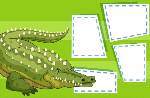 Krokodyl na puste notatki — Wektor stockowy