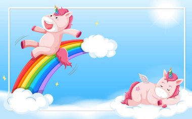 Tek boynuzlu at üzerinde sky