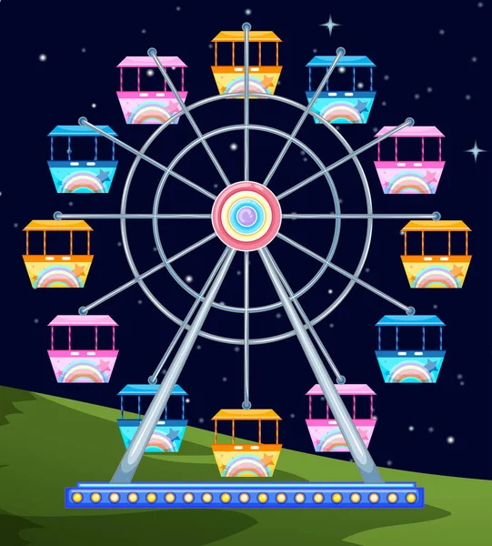 Ferriswheel předení na noc — Stockový vektor