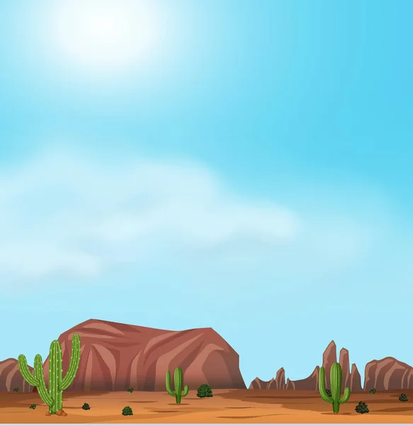 在阳光明媚的日子乌鲁鲁和沙漠 — 图库矢量图片