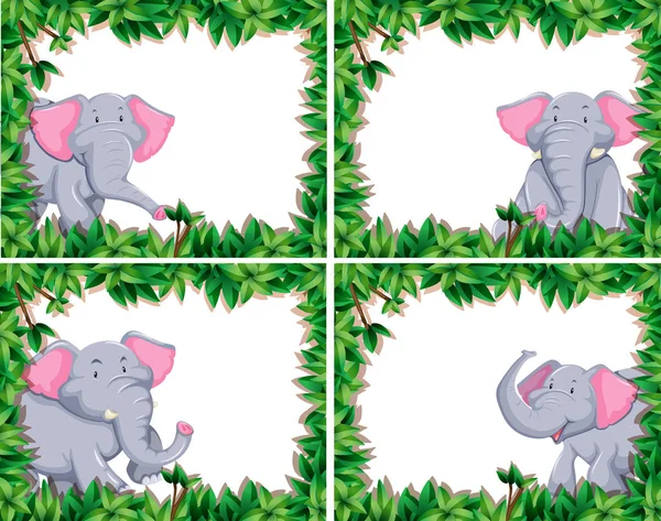 Cute elephant set of four — Stock Vector