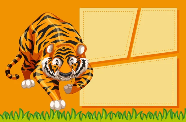 Tigre con un marco — Vector de stock