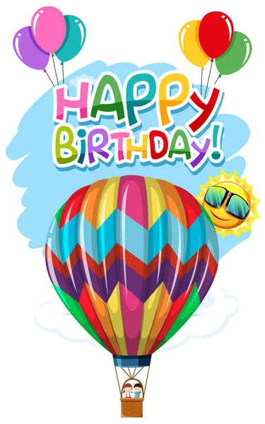 Hot Air Balloon Birthday Card — Stock Vector