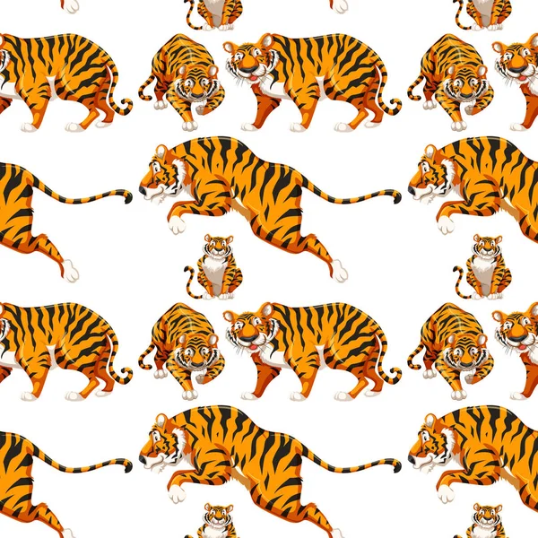 Seamless Multiple Tiger Background — Stock Vector