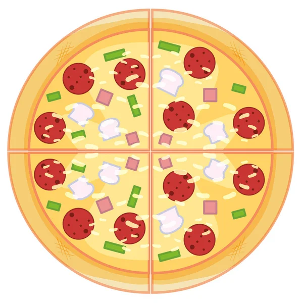 Pepperoni pizza op witte achtergrond — Stockvector