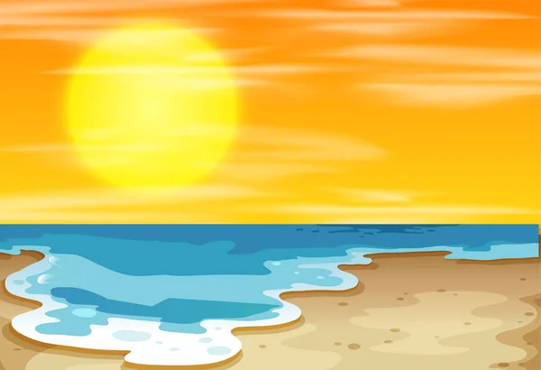 Puesta de sol en la playa — Vector de stock