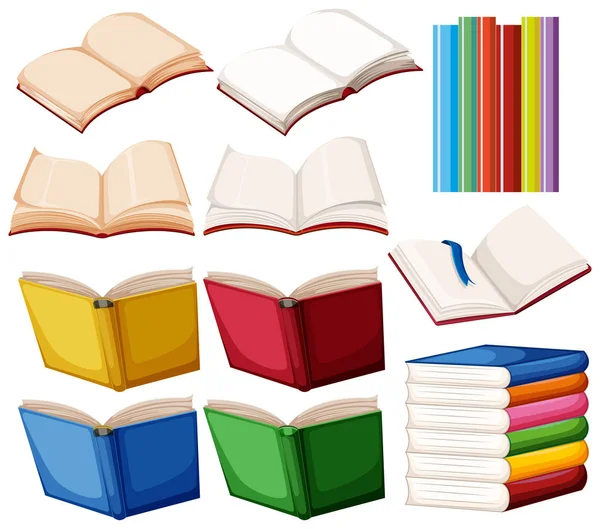 Set di libri su sfondo bianco — Vettoriale Stock