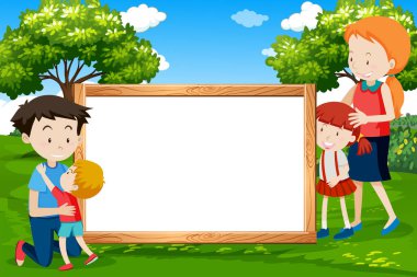 Ahşap çerçevede aile