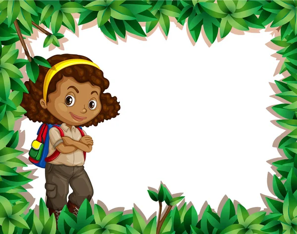 A girl scout on nature border — Stock Vector