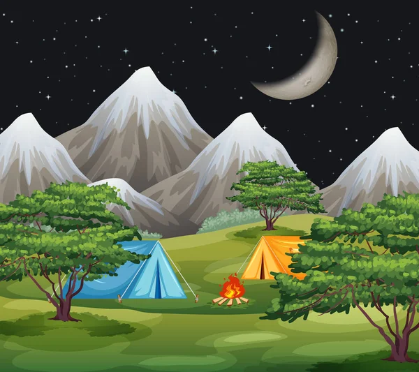 Un paysage de camping nature — Image vectorielle