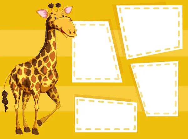 A giraffe on note template — Stock Vector