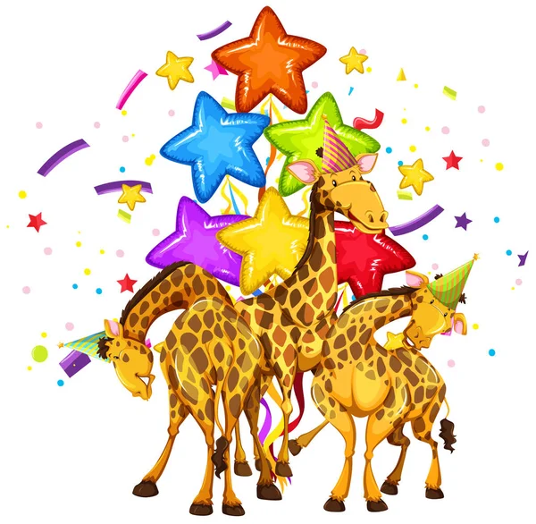 Giraffe on party template — Stock Vector