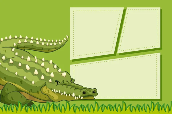 Um crocodilo em modelo de nota — Vetor de Stock