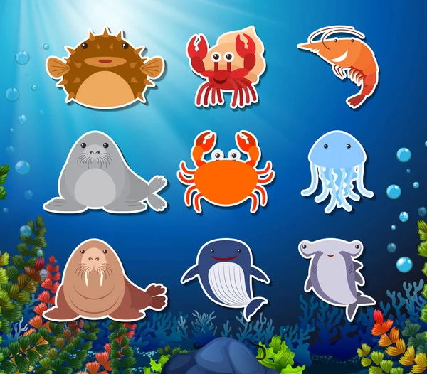 Set von Unterwasser-Kreatur Charakter — Stockvektor