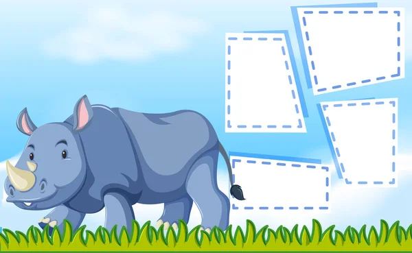Un modèle de rhinocéros sur note — Image vectorielle